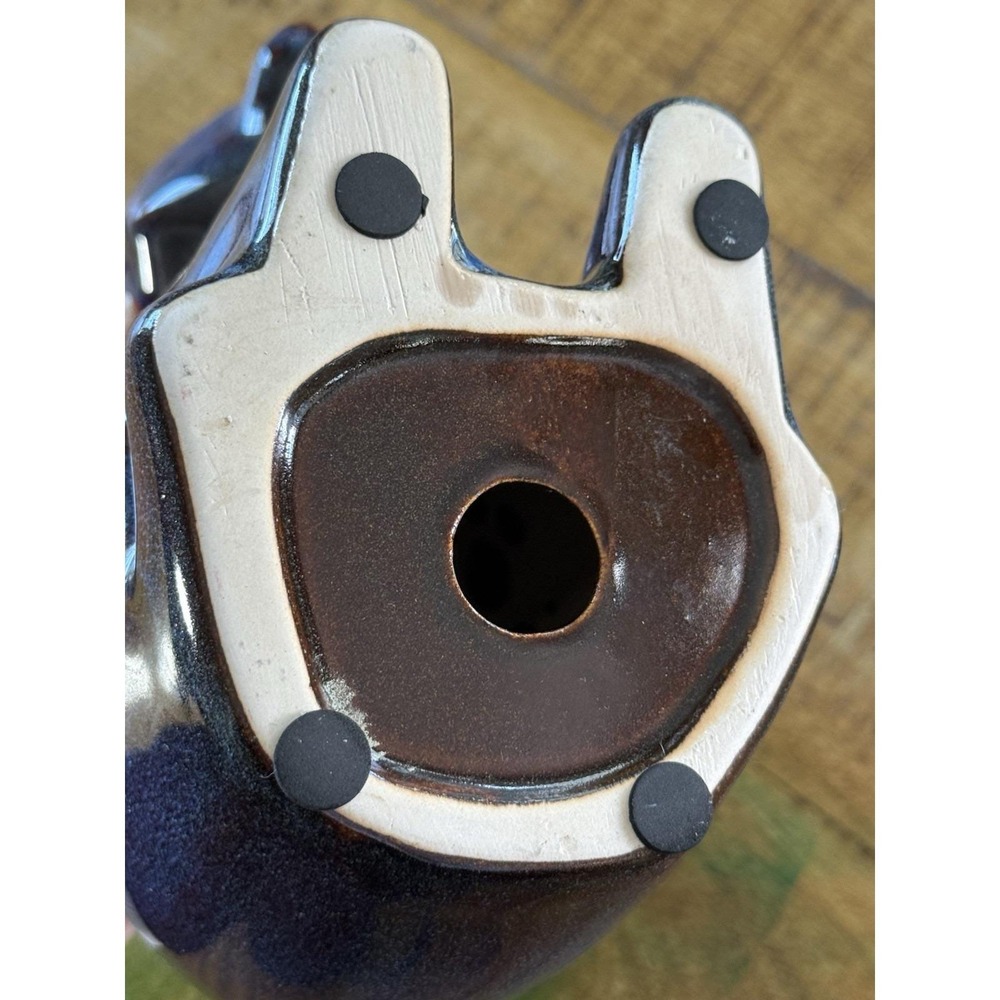 Scandinavian Vintage Blue Brown Drip Glaze Ceramic Bear Figurine Art Sculpture - Picture 7 of 11